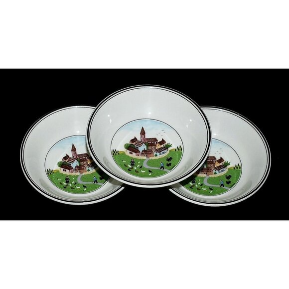 Villeroy & Boch Naif Village Laplau Fruit Soup Dessert Bowls Set Of 4 - Picture 2 of 4